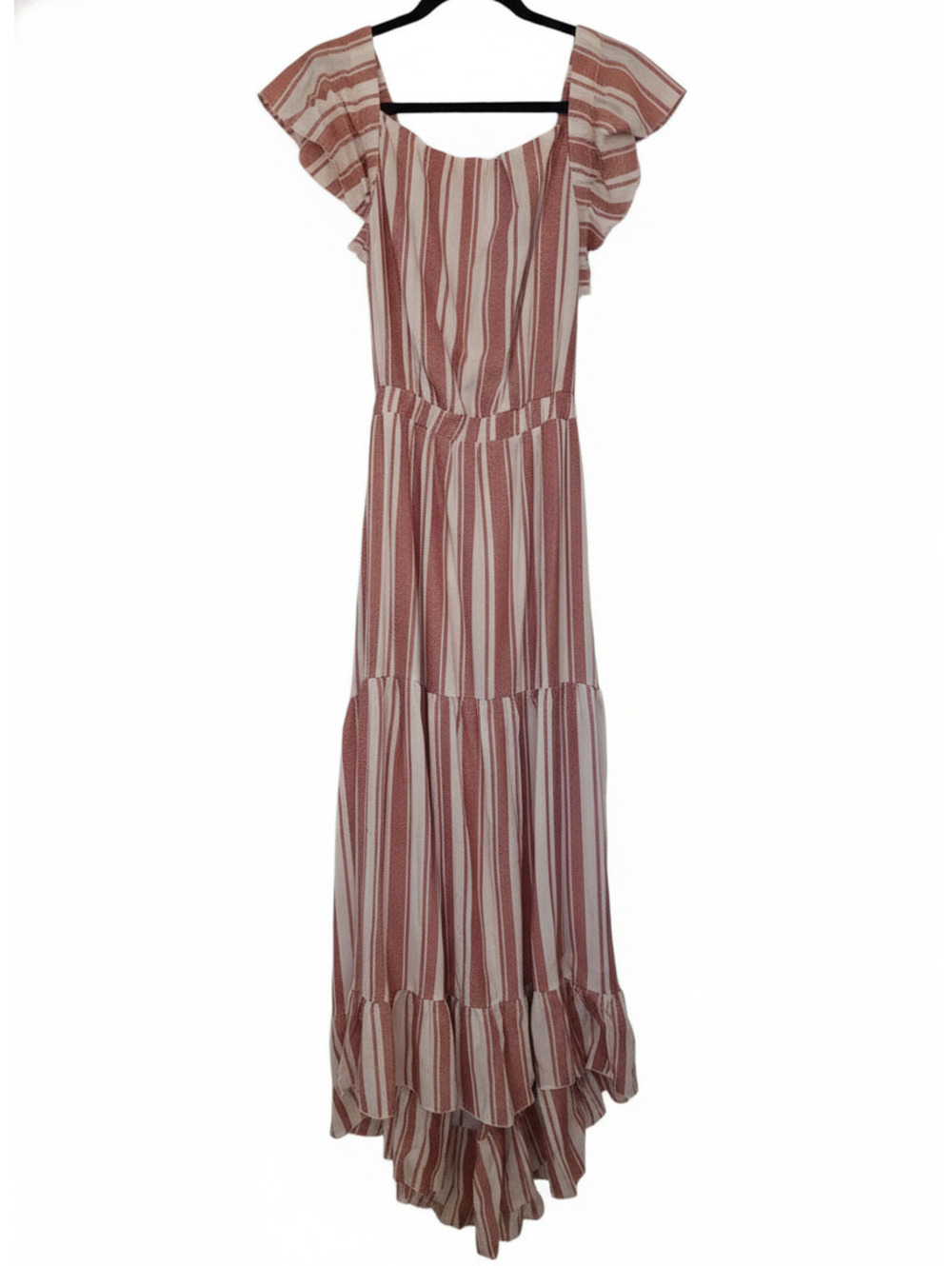 NWOT Maeve by Anthropologie Large Striped Maxi Dress with Ruffle Sleeves